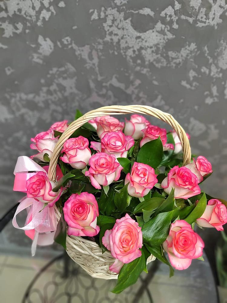 Цветочная композиция из Розы в корзине в Толстово-Васюковском