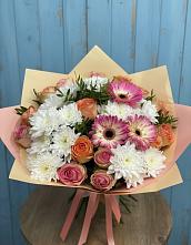 Букет цветов из:  Розы, Герберы и Хризантемы в Толстово-Васюковском