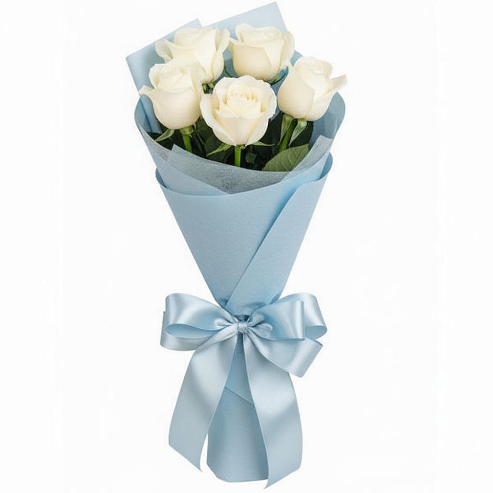 Букет 5 Белых роз Проуд в Толстово-Васюковском
