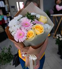 Букет цветов из:  Герберы, Розы и Хризантемы в Толстово-Васюковском