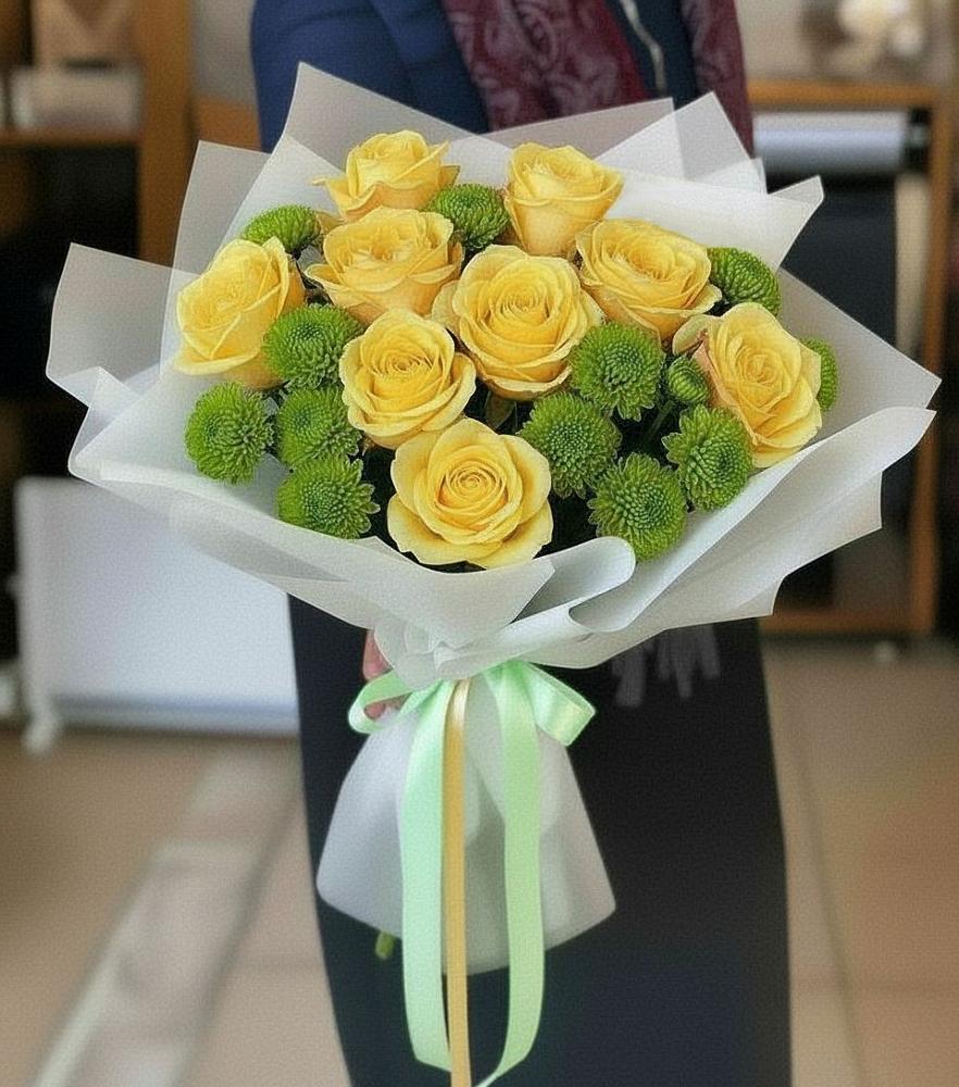 Букет цветов из: Хризантемы и Розы в Толстово-Васюковском