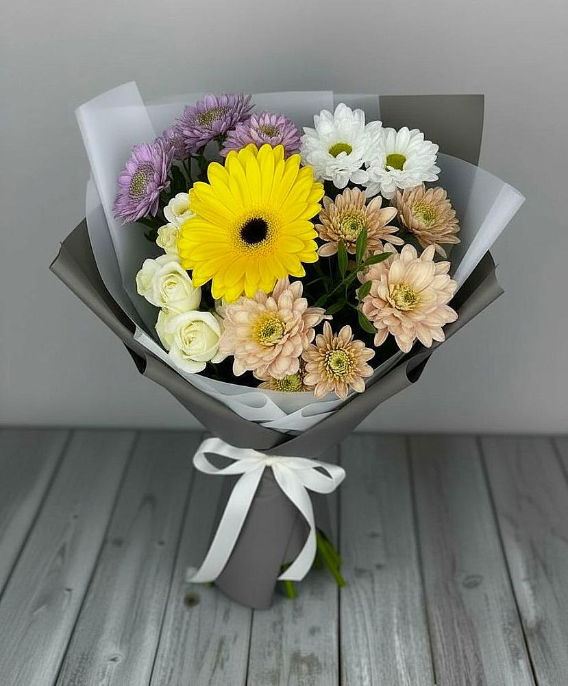 Букет цветов из: Розы, Герберы и Хризантемы в Толстово-Васюковском
