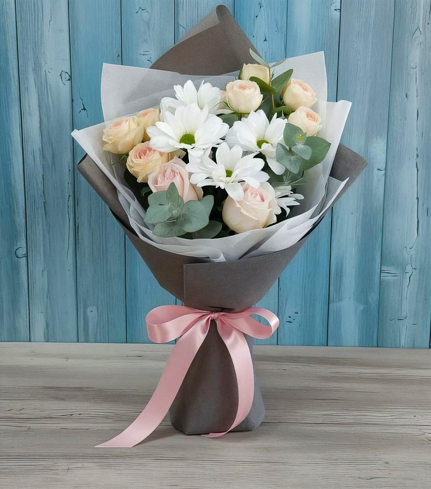 Букет цветов из: Хризантемы и Розы в Толстово-Васюковском