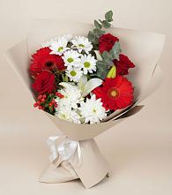 Букет цветов из:  Розы, Хризантемы, Герберы и Лилии в Толстово-Васюковском