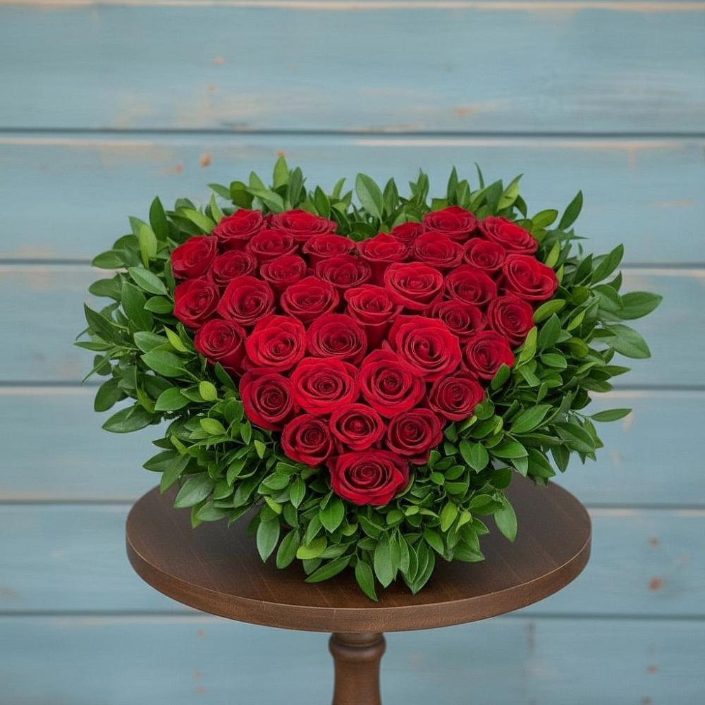 Цветочная композиция из Розы в виде сердца в Толстово-Васюковском