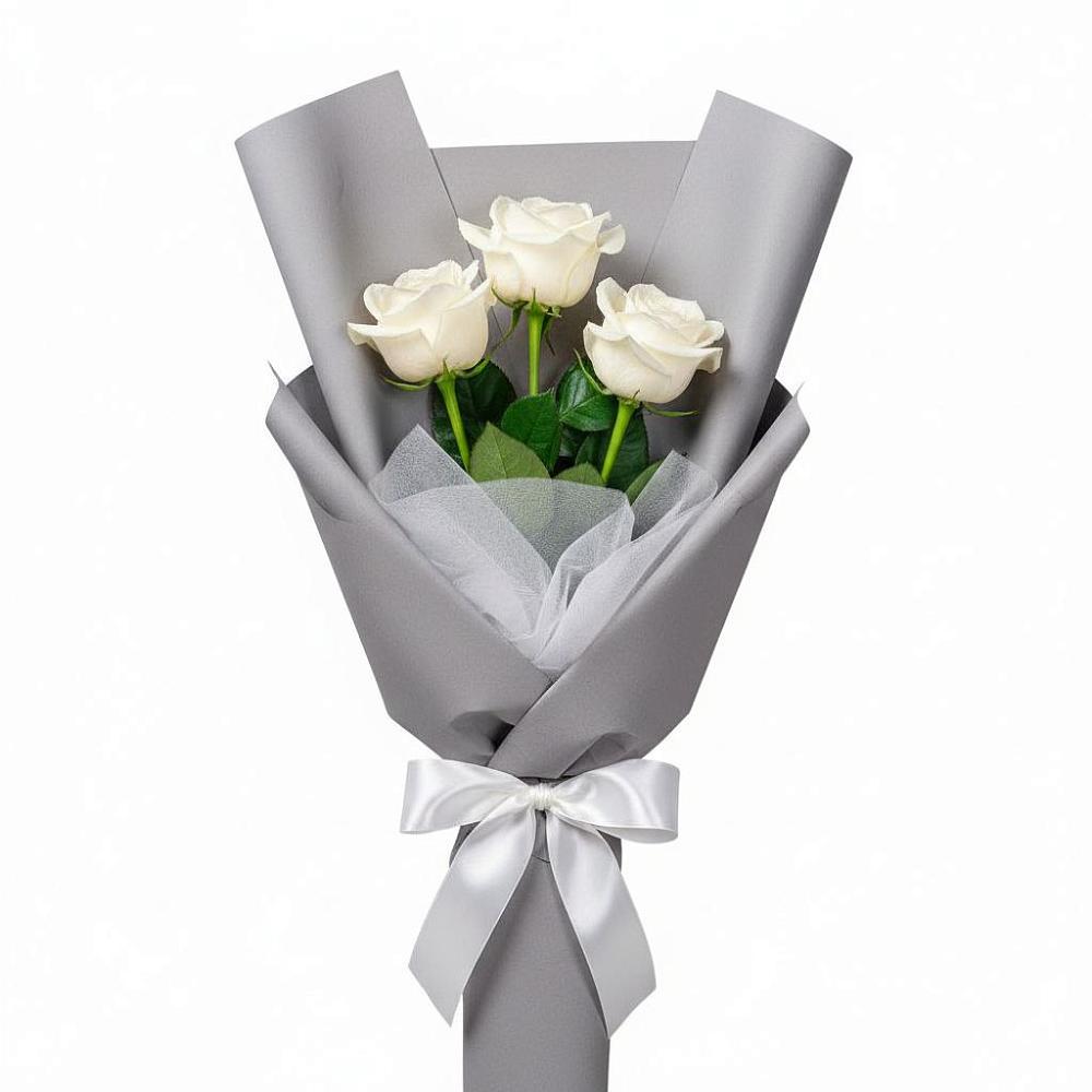 Букет 3 белые розы в Толстово-Васюковском