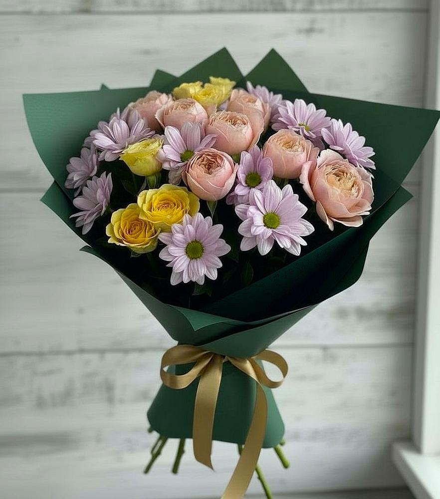 Букет цветов из: Хризантемы и Розы в Толстово-Васюковском