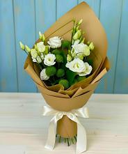 Букет цветов из:  Хризантемы и Лизиантусы в Толстово-Васюковском