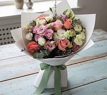 Букет цветов из:  Розы, Лизиантусы и Гвоздики в Толстово-Васюковском