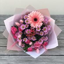 Букет цветов из:  Розы, Герберы и Хризантемы в Толстово-Васюковском