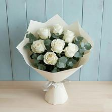 Букет Белые розы в Эвкалипте #REPLACE_PRED# Толстово-Васюковском