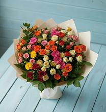 Букет Микс из разноцветных кустовых роз в Толстово-Васюковском