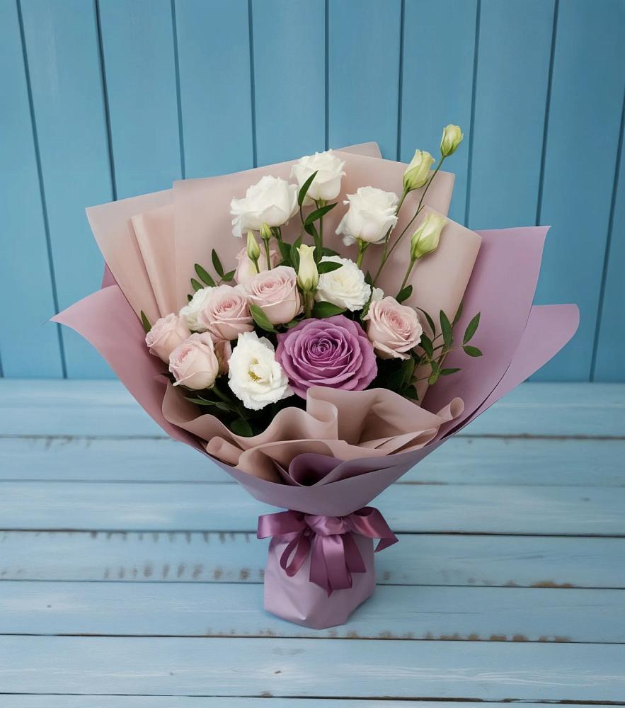 Букет цветов из: Розы и Лизиантусы в Толстово-Васюковском