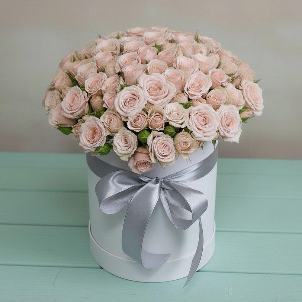 Цветочная композиция из Розы в шляпной коробке в Толстово-Васюковском